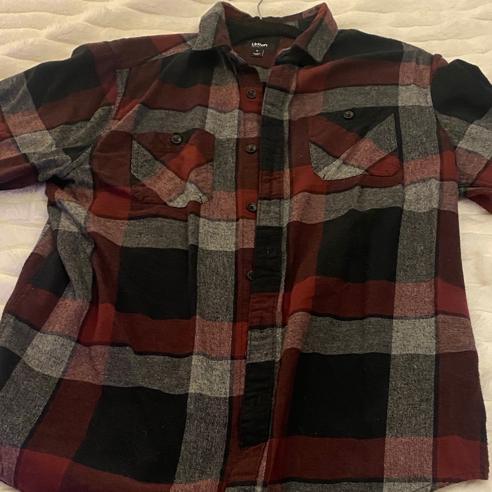 Urban Pipeline Red and Black Plaid Button Down Shirt